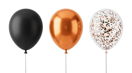 Black orange and confetti party balloons set © BTG