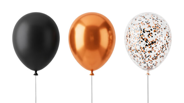 Black orange and confetti party balloons set