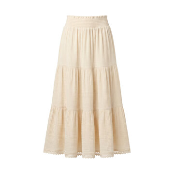 Beige tiered linen maxi skirt mockup