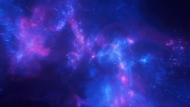 A mesmerizing cosmic journey through vibrant colors and luminous particles, showcasing the breathtaking beauty of intergalactic space in a stunning visual display.