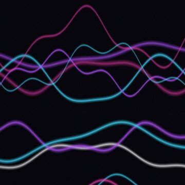 Abstrakter flusslinien-hintergrund in Neon-flusslinien auf dunkel
