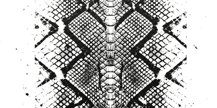 Black and white snake skin texture pattern with geometric scale detail