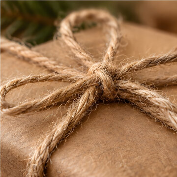 Rustic Jute Twine Bow on Kraft Gift Box