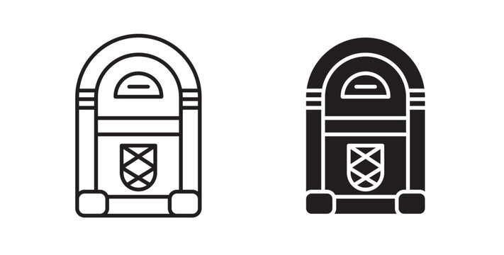Jukebox icon flat outline in black