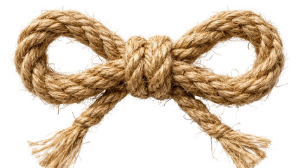 Thick jute rope tied in a bow shape, isolated on transparent background © natpic
