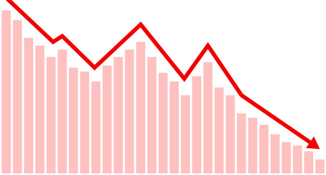 Dynamic red line graph illustrating market financial volatility on transparent background. Stock market. The rise and fall of securities. Successful trading. Market trend up financial graphs.