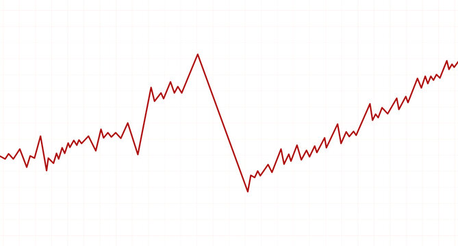 Dynamic red line graph illustrating market financial volatility on transparent background. Stock market. The rise and fall of securities. Successful trading. Market trend up financial graphs.