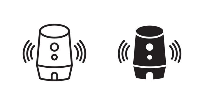 Smart speaker icon flat outline in black