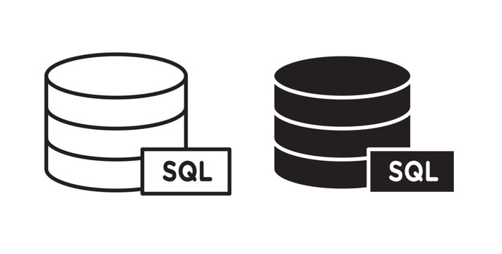 SQL icon flat outline in black