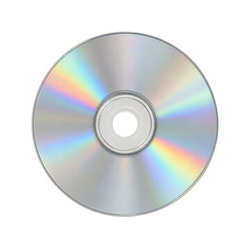 Iridescent compact disc on transparent background