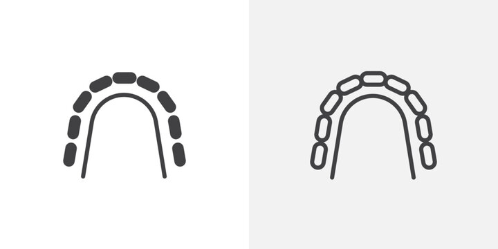 Lingual braces icon flat outline in black