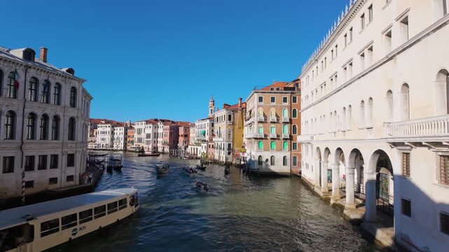 Venice Grand Canal lined with historic waterfront palaces