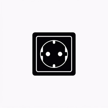 Black power socket icon isolated on a white background