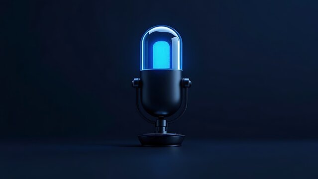Modern podcast microphone recording studio with microphone