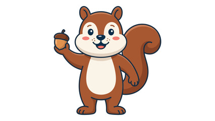 Fototapeta premium Cartoon Squirrel Holding Acorn