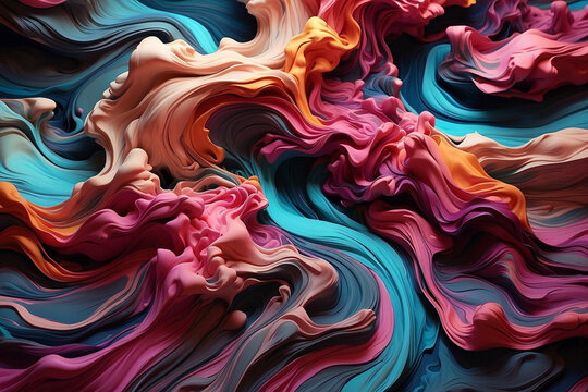 Swirling colorful plumes of paint abstract texture
