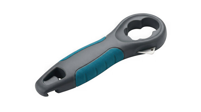 Contemporary versatile multi tool wrench featuring stylish blue accents and a clear transparent background for easy editing