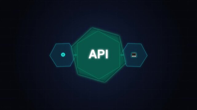 API software development hexagonal node tech background loop