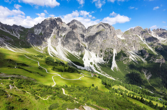 Panorama of Beautiful landscape at Stubai valley in Tirol, Schlick 2000