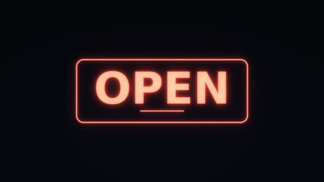 Open sign neon in dark background for cafe shop 