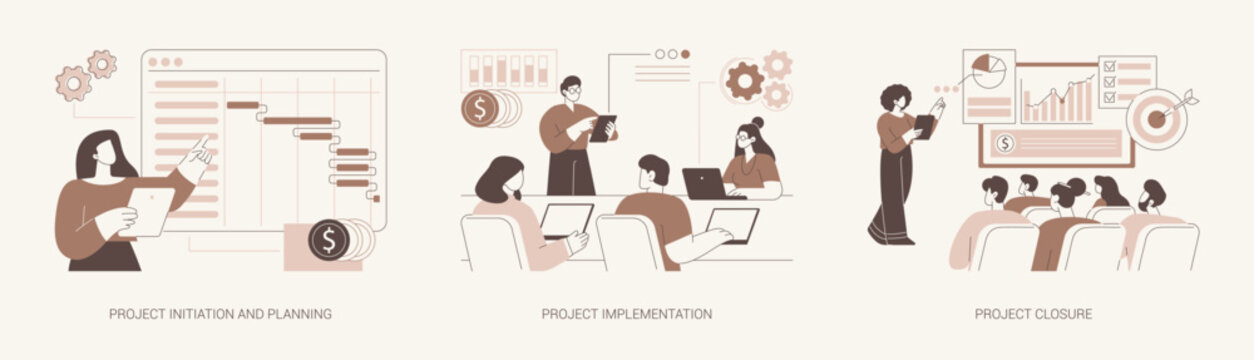 Project lifecycle isolated cartoon vector illustrations se