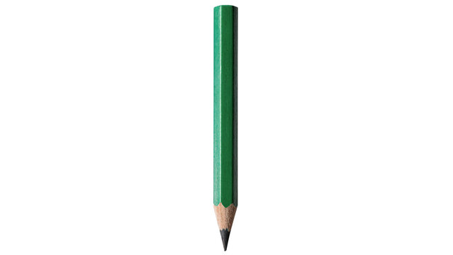 Single sharp wooden graphite pencil standing upright isolated on transparent background