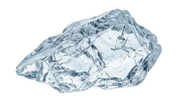 A realistic and beautifully translucent ice crystal formation displaying detailed facets and sharp edges isolated on a clear transparent background