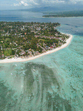 Aerial view shows the tropical paradise island of Gili Air