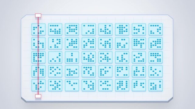 Cipher tiles with a red scan line encrypting data seamless loop