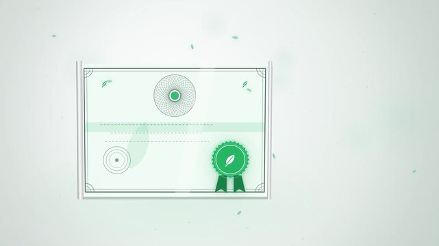 Green bond certificate with leaf rosette seal on white background
