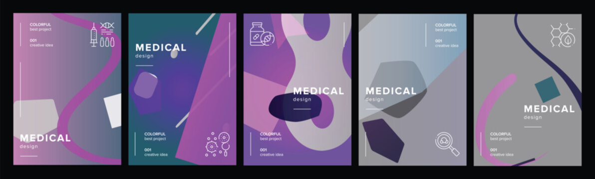Mobile art playbill medical abstract geometric a4 poster. kit curvy, polygon surface, magazine presentation, balanced numbers vector medical background illustration