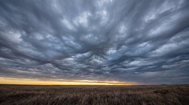 Turbulent Asperitas Clouds Rolling Like Ocean Waves Overhead
