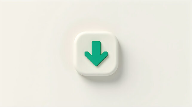 Green download arrow icon on a 3D rounded square button