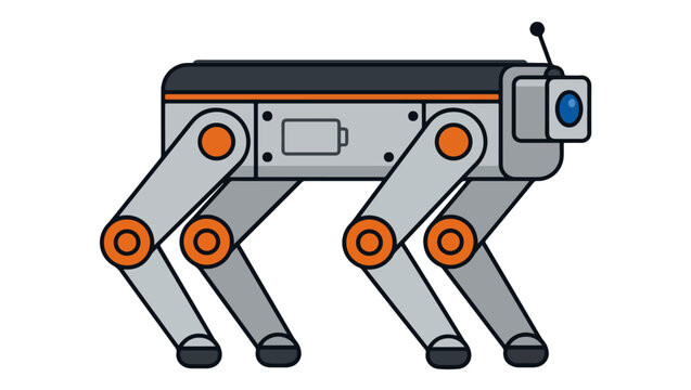 Quadruped Robot Dog Flat Vector Illustration - Four-Legged Robotic Technology Design,quadruped robot, robot dog, four-legged robot, robotic dog