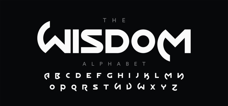 Wisdom, Abstract sport modern alphabet logo font. Typography bold typeface for sport, technology, digital, future creative logos fonts. vector illustration
