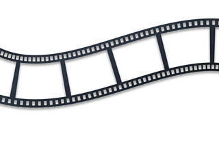 Fototapeta premium A curved strip of vintage cinema film reel with empty frames shown as an isolated object on a transparent background isolated on transparent background