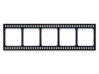 Fototapeta premium A horizontal strip of blank 35mm film frames with empty windows for custom photo placement isolated on transparent background