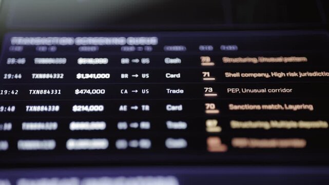 High value transaction table tracks flagged activity