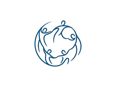 Abstract human figures forming circle connection symbol
