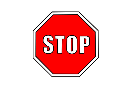 Red Octagonal Stop Sign and Traffic Safety Symbol on Black Background
