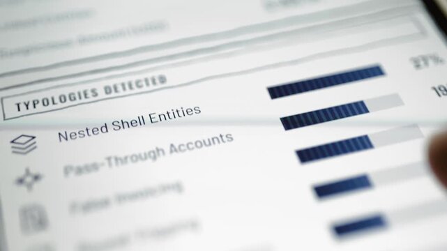 Detected typologies compare nested shells and pass through accounts