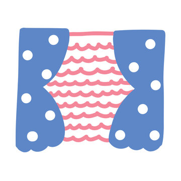水玉のカーテンのかわいい手書きイラスト