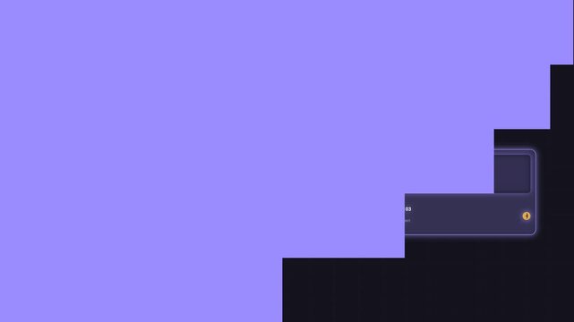 Minimalist digital interface design with dark theme and purple background elements for web layout