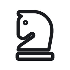 Black outline icon of a chess knight horse piece symbol for strategy games and board gaming graphic design elements © Israt