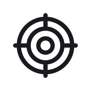Simple black and white target icon for business strategy and marketing success goals design element for web graphics