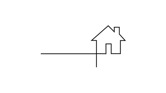 Minimalist line house animation: simple home for real estate and architecture concepts line minimalist
