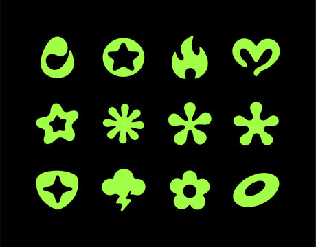 Y2K Symbol Collection, Bold Neon Vector Set