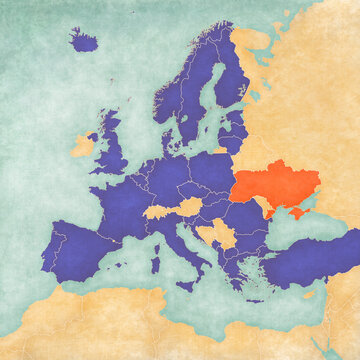 Map of Europe - NATO and Ukraine