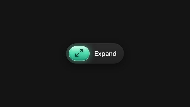 Animated expand button with glowing teal icon UI motion graphic for video player interface