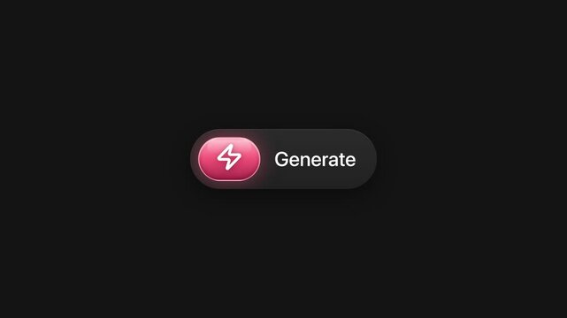 Animated generate button with glowing white lightning icon pink UI motion graphic